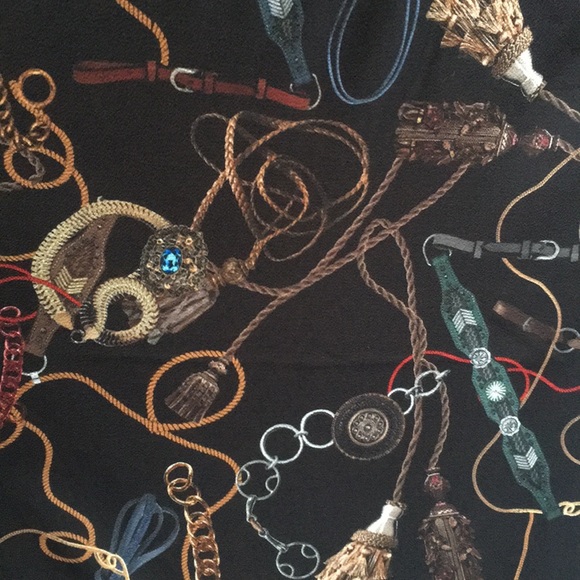 ISLE Melis Kozan top mixed media tassels and stripes black multi color - Picture 3 of 11